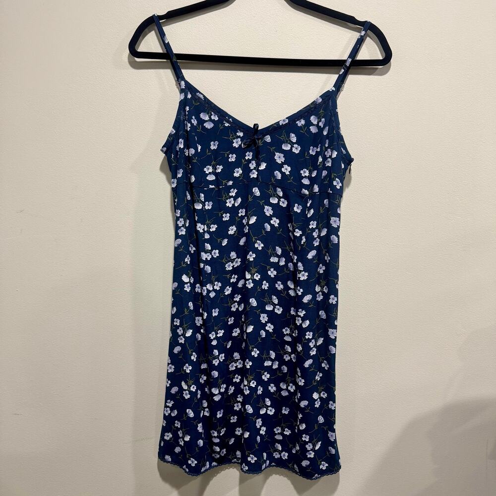 Vintage 90s American Eagle Floral Slip Dress Navy Size 8